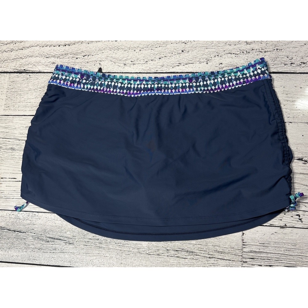 Free Country Women's Side Shirred Swim Skirt bottom size XXL(18) Lagoon/Slate - Picture 1 of 7
